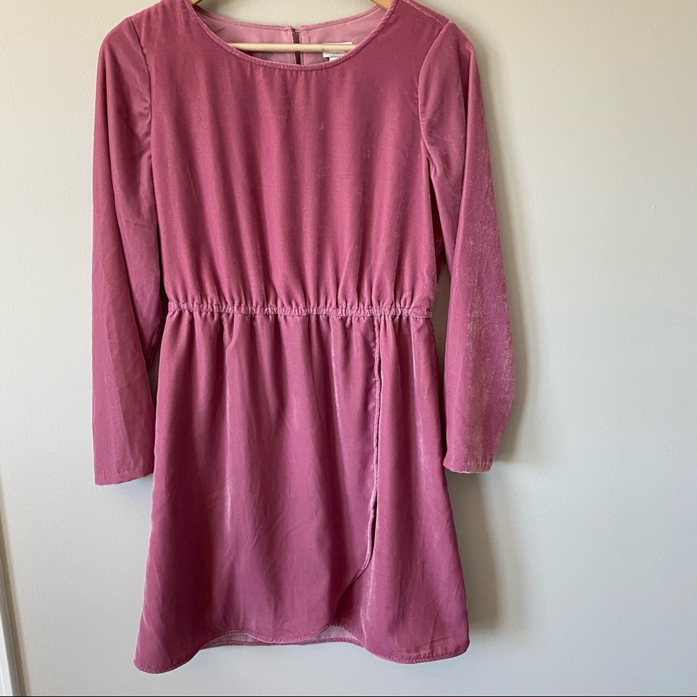 J. Crew Factory Pink Velvet Tulip Skirt Long Sleeve Mini Dress Size 4